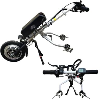 500W Electric Wheelchair Conversion Kit, 17Ah 48V Battery Range 65 Km, 3 Speeds Adjustable, 12 Inch Wheels, LCD Display, 20-26Mm Wheelchair Pulling Devices,A