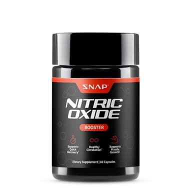 Snap Supplements Nitric Oxide Supplement with L-Arginine to Support Energy, Quick Recovery, Heart Health, Muscle Growth & Circulation, 60 Vegetarian Capsules (1 Month Supply)