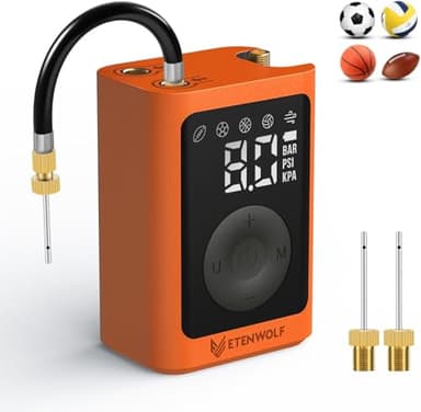 ETENWOLF P300 Plus Ball Pump, Electric Basketball Pump Inflation and Deflation, with 3200 mAh Rechargeable Battery, Air Pump for All Sports Balls, Vivid Orange