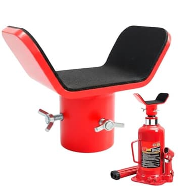 Adjustable Bottle Jack Adapter with Triple-Lock, Secure Wobble-Free Fit for 2T-12T Bottle Jacks, Heavy Duty 1/4" Steel Saddle for 3" & 4" Axle Tubes on RV, Truck, Trailer