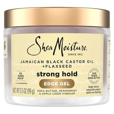 SheaMoisture Edge Control Strong Hold Gel+Flaxseed Jamaican Black Castor Oil Keeps Edges in Place,No Flakes,Infused With Hydrolyzed Corn Starch,Glycerin,Indulgent Scent ParabenFree AntiFrizz Gel 3.5oz