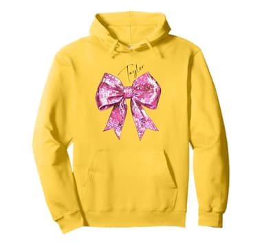 Taylor Lover First Name Teen Girls Women Pink Disco Ball Bow Pullover Hoodie