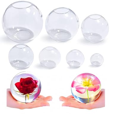 Loyohep Set of 4,3",2.5",2",1.7",1.3",0.9" Clear Sphere Molds Silicone,Large 3D Seamless Sphere Silicone Molds for Resin Casting,Round Ball Orbs Epoxy Resin Molds for Jewelry, Soap, Candle,Flower DIY