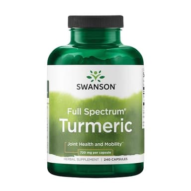 Swanson Full Spectrum Turmeric Curcumin Joint, Liver, and Digestive Support Supplement for Active Adults - Non-GMO, Gluten-Free (240 Vegan Capsules)