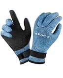 XUKER Neoprene Gloves Men Women, 3mm Five Finger Winter Wetsuit Gloves Keep Warm for Scuba Diving Surfing Swimming Fishing Water Sports (Camo Blue, Medium)