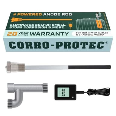 Corro-Protec Powered Anode Rod for Bradford White Water Heater and Hot Water Outlet Installation, Eliminates Rotten Egg/Sulfur Smell within 24 hours and Stops Corrosion Inside Tank, 20-Year Warranty