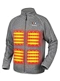 PTAHDUS Men's Heated Fleece Jacket with Battery Pack Included, Heated Winter Coat with Hand Warmer Pocket (Heather Grey, X-Large)