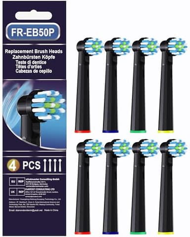 Replacement Heads Compatible with Braun Oral B Pro 1000, Genius X, Smart 1500 Electric Toothbrush, 8 Pcs Precision Brush Heads Refills Compatible with Oral B (Black)