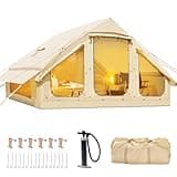 Inflatable Tents for Camping, Blow Up Tent with Hand Pump, Easy Setup Inflatable Hot Tent with Stove Jack, Waterproof Oxford Air Glamping Tents for Camping Adult 4-6 Person