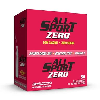 All Sport Powder Hydration Sticks, Zero Calorie, Performance Electrolyte Drink Mix, Sugar Free, Fruit Punch, 50 Ct box