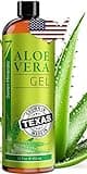 Seven Minerals Organic Aloe Vera Gel from freshly cut 100% Pure Aloe - Big 12oz - HighestQuality, Texas grown, Vegan, Unscented - For Face, Skin, Hair, Sunburn relief