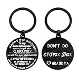 ENGZHI Granddaughter 21st Birthday Gifts for Her, 21 Year Old Birthday Present for Women, Metal Keychain