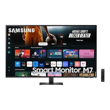 SAMSUNG 43-Inch M7 (M70D) Series 4K UHD Smart Monitor, Speakers, HDR10, USB-C, Multiple Ports, Gaming Hub, SolarCell Remote, Vision Accessibility Tools, LS43DM702UNXGO, Black