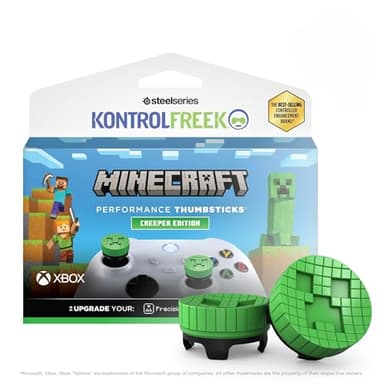 KontrolFreek Minecraft Performance Thumbsticks: Creeper Edition for Xbox Series X/S and Xbox One (XB1) Controller | Mid-Rise | Green