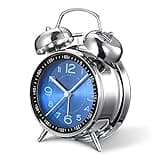 Cadmos Loud Alarm Clock for Heavy Sleepers Adults,Retro 4 Inch Silent Non-Ticking Quartz with Backlight,Twin Bell Analog Kids Alarm Clocks for Bedrooms Bedside (Blue)
