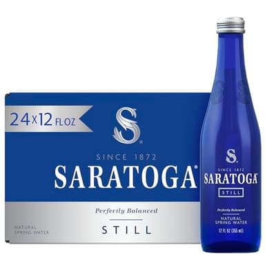 Saratoga Spring Water Bottles, 24 Pack – Still Bottled Water - Glass Bottles - 12 Fl Oz
