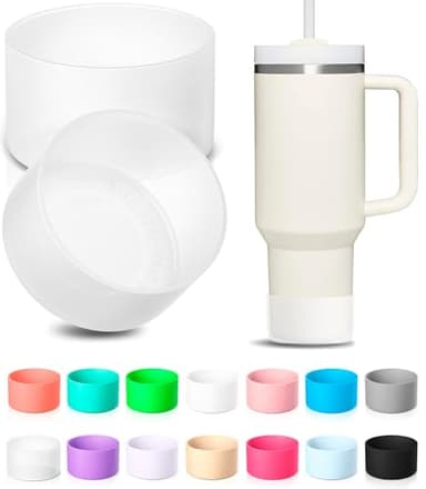 KTKUDY 2Pcs Silicone Boot for Stanley Boot Quencher Tumbler 30 oz 40 oz & IceFlow 20 oz 30 oz & intended for Hydro Flask Water Bottle 12-24 oz - Protective Cup Bottom Accessories Fit Stanley Cup Boot