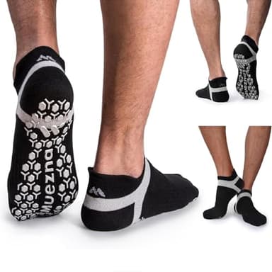 Muezna Men's Non-Slip Yoga Socks, Anti-Skid Pilates, Barre, Bikram Fitness Hospital Slipper Socks with Grips