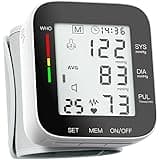 Blood Pressure Monitor Automatic Large LCD Display Adjustable Wrist Cuff Dual 99 Reading Memory Digital Portable Machine for Home Use with Carrying Case
