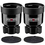 Seven Sparta 2 Pack Car Cup Holder Expander with Adjustable Base, Compatible with Hydro Flasks 32/40 Ounce, Compatible with Yeti Ramblers 20/26/30 Ounce, Other Bottles in 3.4"-3.8" (Black)