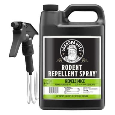Grandpa Gus's Rodent Repellent Spray with Sprayer, Natural Peppermint & Cinnamon Oils Repel Mice and Stop Rats, 1 Gallon (Pack of 1)