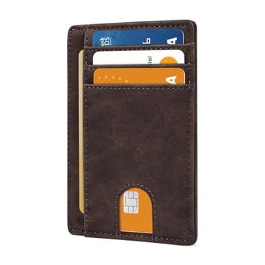 XZVXZV Slim Minimalist Front Pocket Leather Wallet RFID Blocking Small Thin Credit Card Holder for Men and Women Coffee