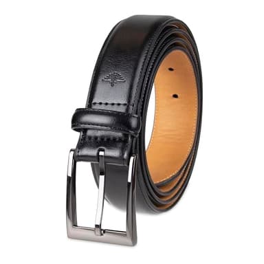 Dockers Men's Leather Dress Belt, Deep black, 36