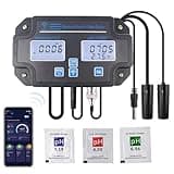 DANOPLUS Smart Water Quality Tester, 24 hrs Wireless App Monitoring of pH EC TDS Salinity SG Temperature, Mountable with Alarm Function for Aquariums & Hydroponics