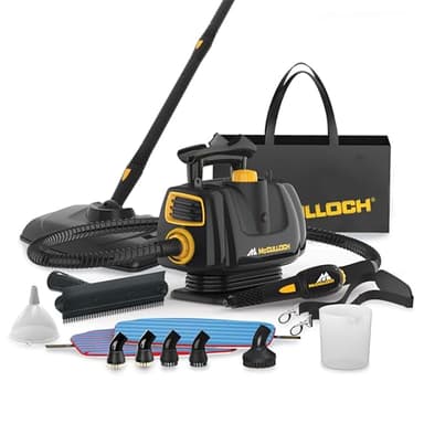 McCulloch MC1270 Portable Power Steam Cleaner, 30 Minute Runtime, 16 Accessories: Mop Head, Brushes, & More - Built for Home, Tile, Grout, Carpet, Furniture, & Personal Car Detailing