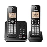 Panasonic Expandable Cordless Phone System with Answering Machine, Amber Backlit Display and Call Block - 2 Handsets – KX-TGC362B (Black)