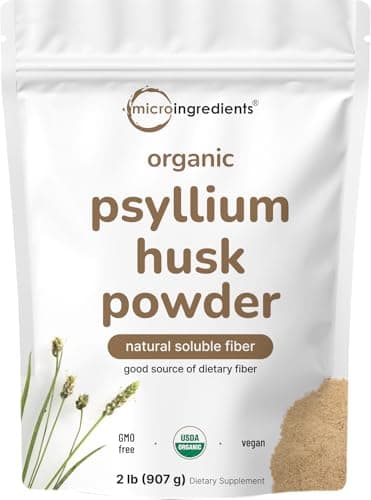 Micro Ingredients Organic Psyllium Husk Powder, 2lbs (32oz) | Daily Soluble Fiber Supplement | India Origin | Non-GMO, Keto Friendly, Vegan