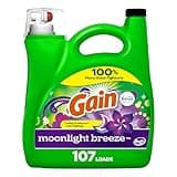 Gain + Aroma Boost Liquid Laundry Detergent, Moonlight Breeze Scent, 107 Loads, 154 Fl Oz, HE Compatible with Febreze and Oxi (125)