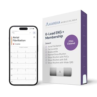 KardiaMobile 6L Max EKG Monitor, Includes One-Year KardiaCare Subscription, FDA-Cleared Heart Monitor, Medical-Grade Results in 30 Seconds, Unlimited Recordings, Works with Smartphones and Tablets