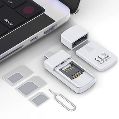 USB C SIM Card Reader - Sim Card Adapter Kit with Eject Pin - Standard/Micro/Nano Sim Card Readers - USBC to Sim Card Adapter Edit and Read Messages/Contacts - SIM Adapters for Laptop Computer Windows