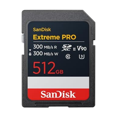 SanDisk 512GB Extreme PRO SDXC UHS-II Memory Card - Up to 300MB/s Read and Write speeds, V90, 8K, 4K UHD, SD Card - SDSDXDM-512G-GN4IN