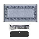 EEZ RV Products 9x18VG Heavy Duty Reversible/Durable Outdoor Patio/RVing Mats(9ft x18ft Vine Grey) Come with Large Storage Bag & 6 Sets of Stakes and Washer