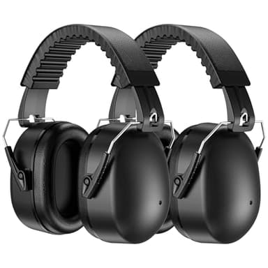 ProCase 2 Pack Ear Muffs for Noise Reduction SNR 32dB/NRR 26dB, Ear Hearing Protection for Adults/Kids, Autism Sensory Noise Cancelling Headphones for Work Shooting Gun Range -Black/Black