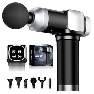 COOJOK® Massage Gun Deep Tissue, Handheld Electric Muscle Massager with 6 Massage Heads, 30 Speed Levels, Percussion Massager Gun for Pain Relief, Back Massager for Athletes Men Women