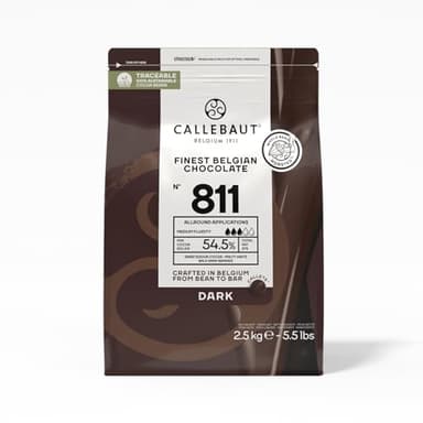 Callebaut Recipe No. 811 Finest Belgian Dark Chocolate With 54.5% Cacao, 5.51 Pound