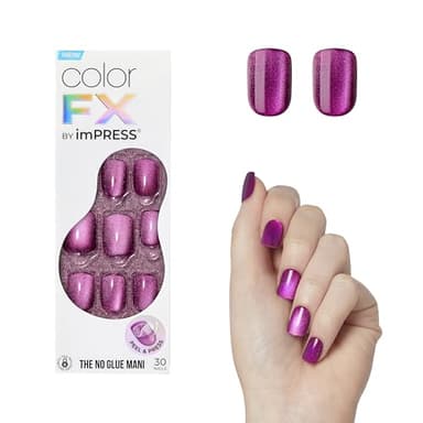 KISS imPRESS No Glue Mani Press On Nails, ColorFX, 'Levels', Pink, Short Size, Squoval Shape, Includes 30 Nails, Prep Pad, Instructions Sheet, 1 Manicure Stick, 1 Mini File