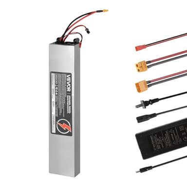 VEVOR 36V Lithium Battery, 8Ah, Lithium Battery Pack with 50A BMS Protection, Charger, 500+ Cycles, IP66 Waterproof PVC Shell, Fast Charging, Compatible with 1440W Motors, Without Communication