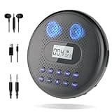ARAFUNA Portable CD Player with Dual Stereo Speakers, Rechargeable CD Player for Car with Anti-Skip Protection, Walkman CD Player with Headphones and AUX Cable