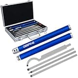 DEEFIINE Carbide Tip Wood Lathe Turning Tool Kit, Lathe Roughing and Finishing Hollow Tool Interchangeable Aluminum Alloy Handle with Diamond Round Square Carbide Inserts (Metal handle)