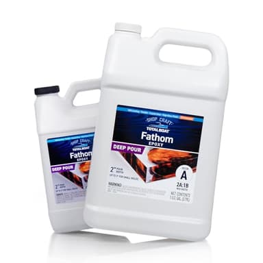 TotalBoat Fathom Deep Pour Epoxy Resin 1.5 Gallon Kit - 2-3" Depth Crystal-Clear Low Viscosity UV-Resistant Formula for Bubble-Free Casting, River Tables, Flower Preservation, DIY Crafts, and Wood