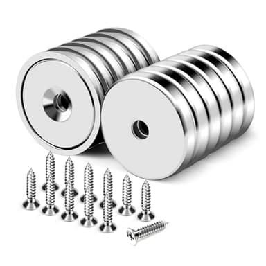 DIYMAG Heavy Duty Magnets,60LBS Strong Rare Earth Neodymium Round Base Cup Magnetic with Countersunk Hole and Stainless Screws for Refrigerator,Office,Craft,Etc-Dia 0.98 Inch-Pack of 12