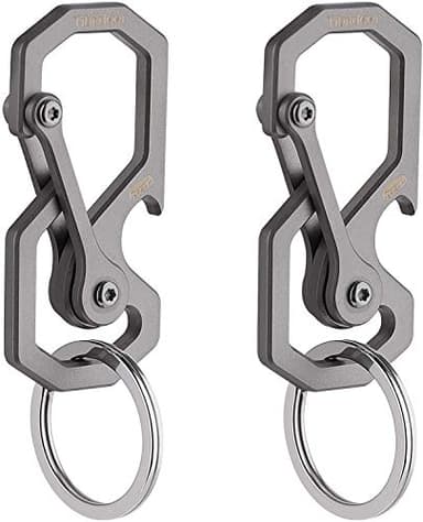Tibitdeer Titanium Key Chain, Multifunctional Carabiner Keychain Heavy Duty Car Keychain Organizer for Men and Women, 2 Pack