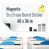 Magnetic Whiteboard Sticker - Adhesive Backing 60'' x 36'' Dry Erase Board for Wall Whiteboard Contact Paper for Kids Office Home Include Marker Magnet Eraser