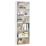 FOTOSOK 6-Tier Open Bookcase and Bookshelf, Freestanding Display Storage Shelves Tall Bookcase for Bedroom, Living Room and Office, White