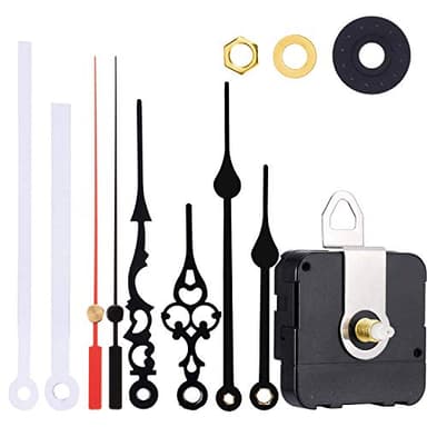 Satisfounder Non-Ticking Hands Quartz DIY Wall Clock Movement Mechanism DIY Repair Parts Replacement with 3 Different Pairs of Hands (1/4 Inch Shaft Length)