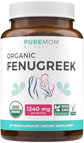 USDA Organic Fenugreek Capsules for Women - Effective Lactation Supplement for Increased Breast Milk Supply - Herbal Breastfeeding Support for Mothers - Gluten Free - 60 Vegan Capsules (No Pills)